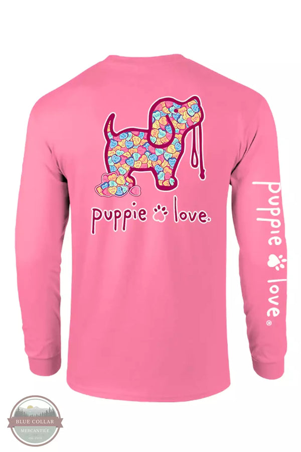 Puppie Love SPL1526 Candy Hearts Pup Long Sleeve T-Shirt in Azalea Back View