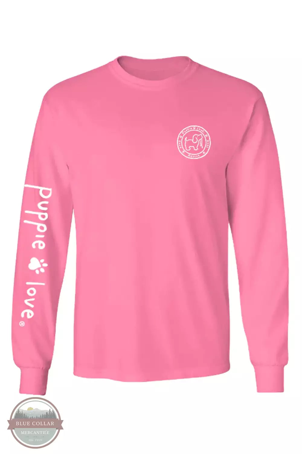 Puppie Love SPL1526 Candy Hearts Pup Long Sleeve T-Shirt in Azalea Front View