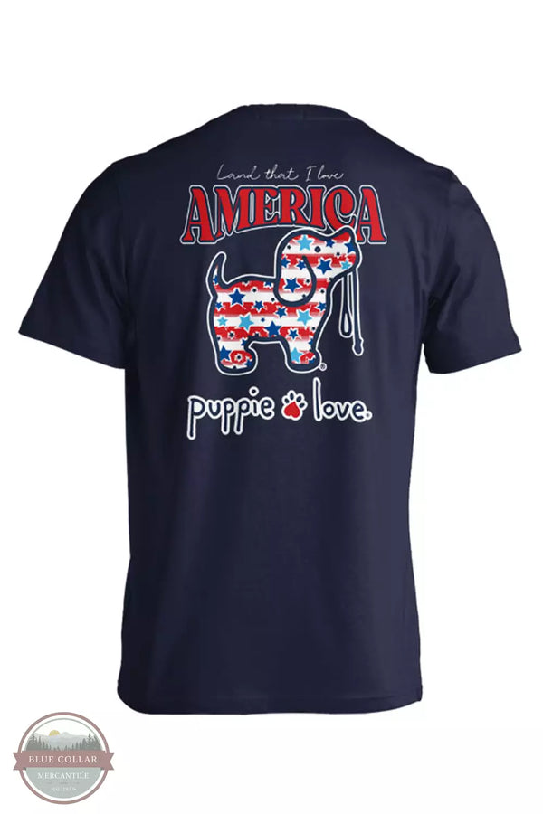 Puppie Love SPL1586 Stars & Stripes Pup T-Shirt in Navy Back View