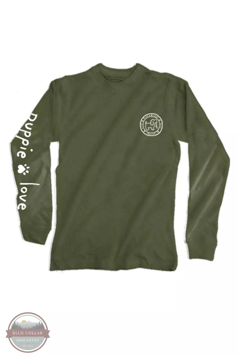 Puppie Love SPL961 Military Working Pup Long Sleeve T-Shirt in Military Green Front View