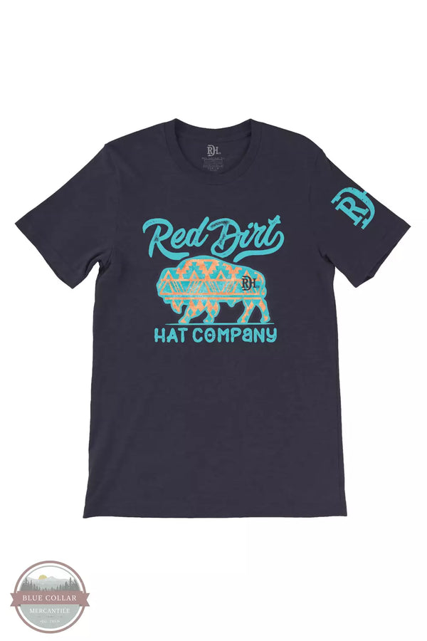 Red Dirt RDHC-T-110 Navy Aztec Bison T-Shirt Front View