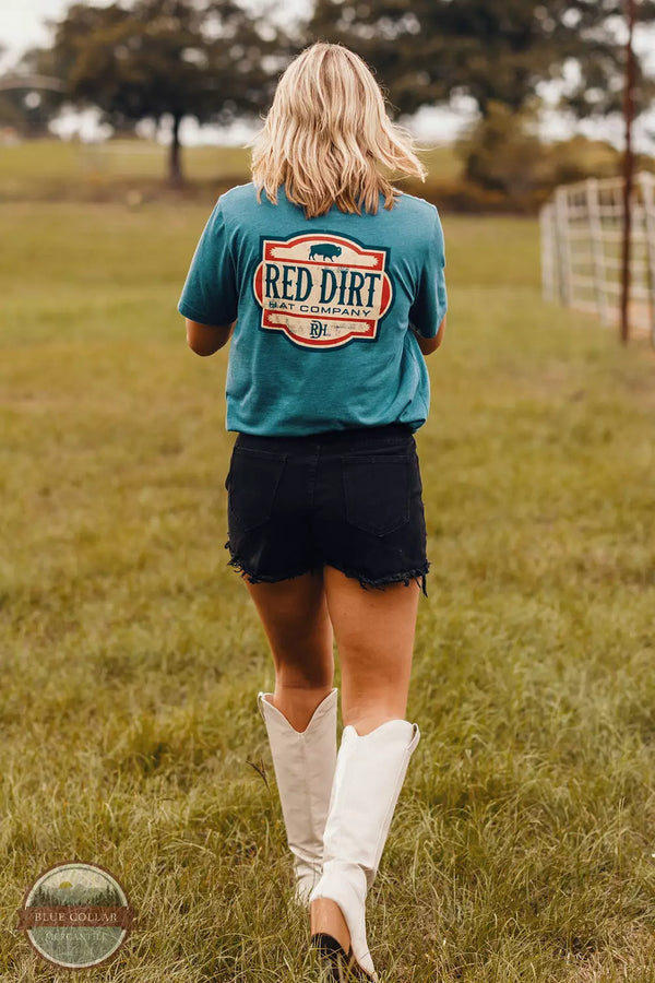 Red Dirt RDHC-T-121 Teal Vintage Aztec T-Shirt Back Life View