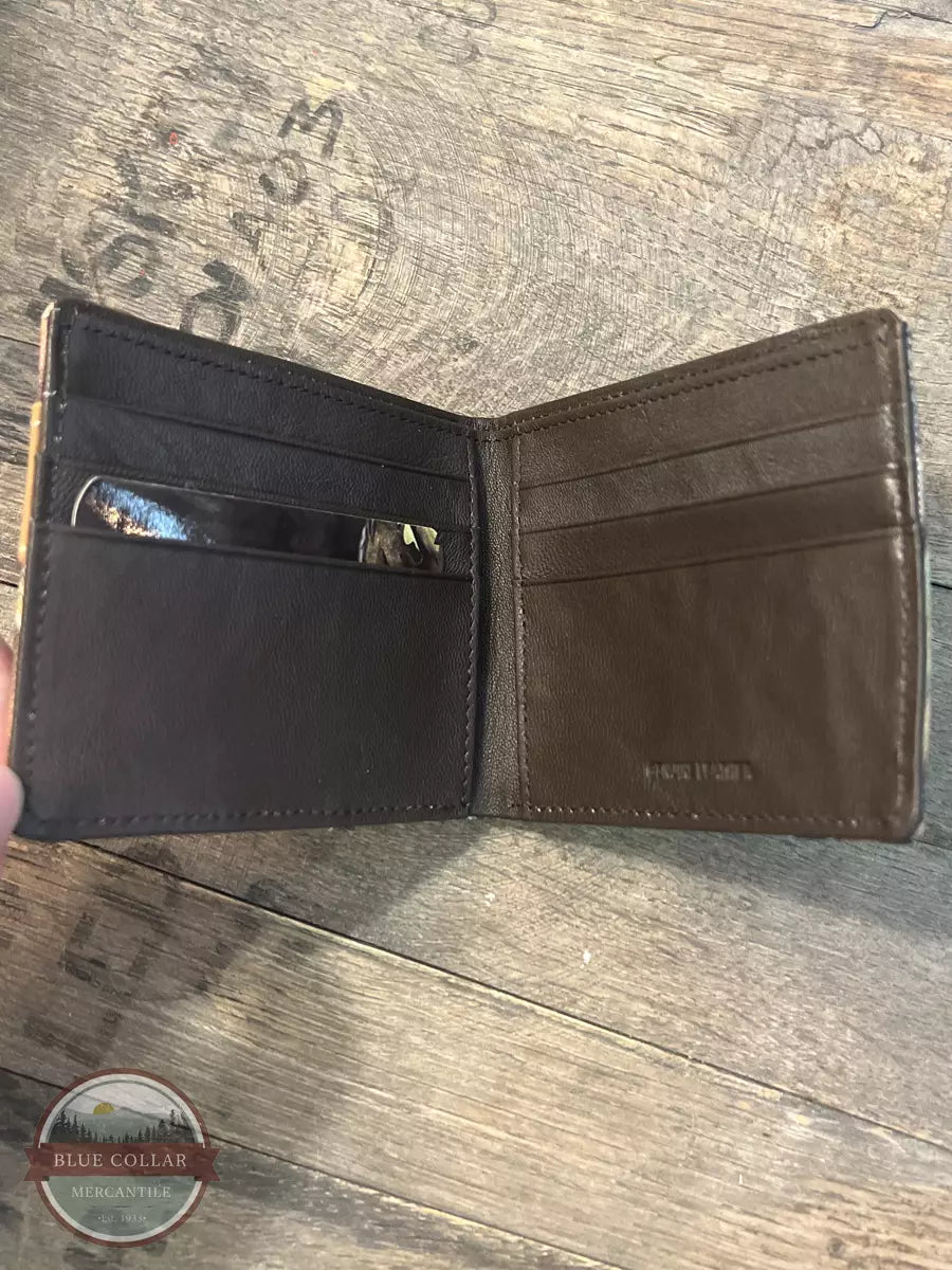 Rogers-Whitley 4005M Bi-Fold Grass Blades Wallet with Cross and Studs Inside View