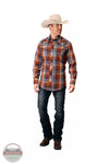 Roper 01-001-0016-1066 BR Embroidered Long Sleeve Western Snap Shirt in Brown Plaid Full View