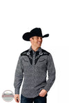 Roper 01-001-0024-1068 BL Embroidered Long Sleeve Western Snap Shirt in Black Floral Front View