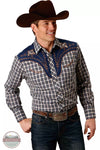 Roper 01-001-0024-6037 BU Fancy Yokes Long Sleeve Western Snap Shirt Front View