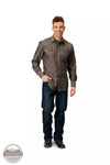 Roper 01-001-0086-1069 GY Long Sleeve Western Snap Shirt in Grey Floral Stripe Full VIew