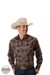 Roper 01-001-0101-1064 BR Classic Long Sleeve Western Snap Shirt in Brown Plaid Front View