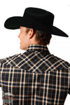 Roper 01-001-0101-6039 BU Plaid Western Snap Long Sleeve Shirt in Navy & Cream Back View