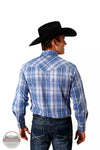 Roper 01-001-0101-6043 BU Plaid Western Snap Long Sleeve Shirt in Blue & White Back View