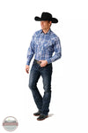 Roper 01-001-0101-6043 BU Plaid Western Snap Long Sleeve Shirt in Blue & White Full View