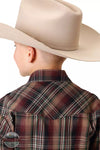 Roper 01-030-0101-1064 BR Classic Long Sleeve Western Snap Shirt in Brown Plaid Back View