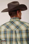 Roper 03-001-0278-7031 TA Amarillo Plum Ridge Long Sleeve Snap Shirt in Sand Dune Plaid Detail Back View