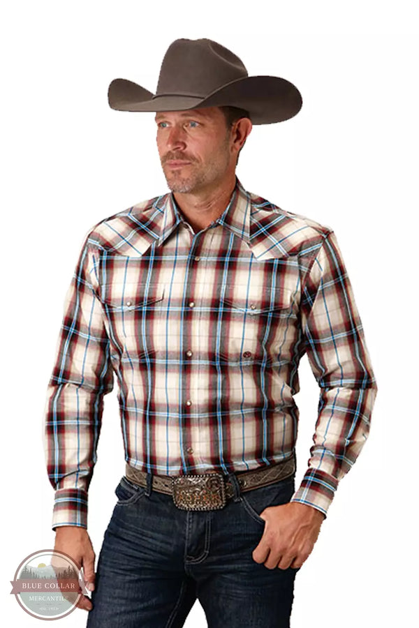 Roper 03-001-0278-7032 RE Amarillo Collection Ruby Falls Long Sleeve Shirt in Red Canyon Plaid Front View
