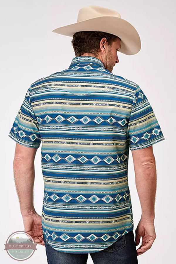 Roper 03-002-0067-0322 BU Aztec Blanket Western Snap Shirt Back View