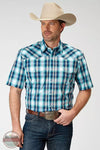 Roper 03-002-0278-2094 BU Short Sleeve Snap Shirt in Cool Breeze Plaid Front View