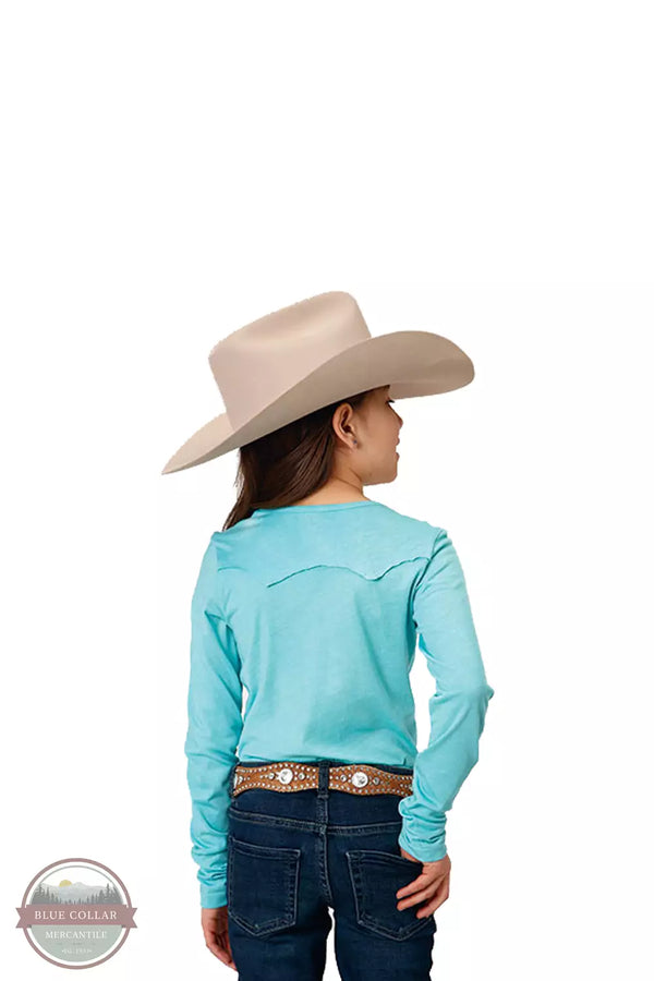 Roper 03-009-0513-0198 BU Cowgirls Just Wanna Have Fun Long Sleeve T-Shirt in Turquoise Back View