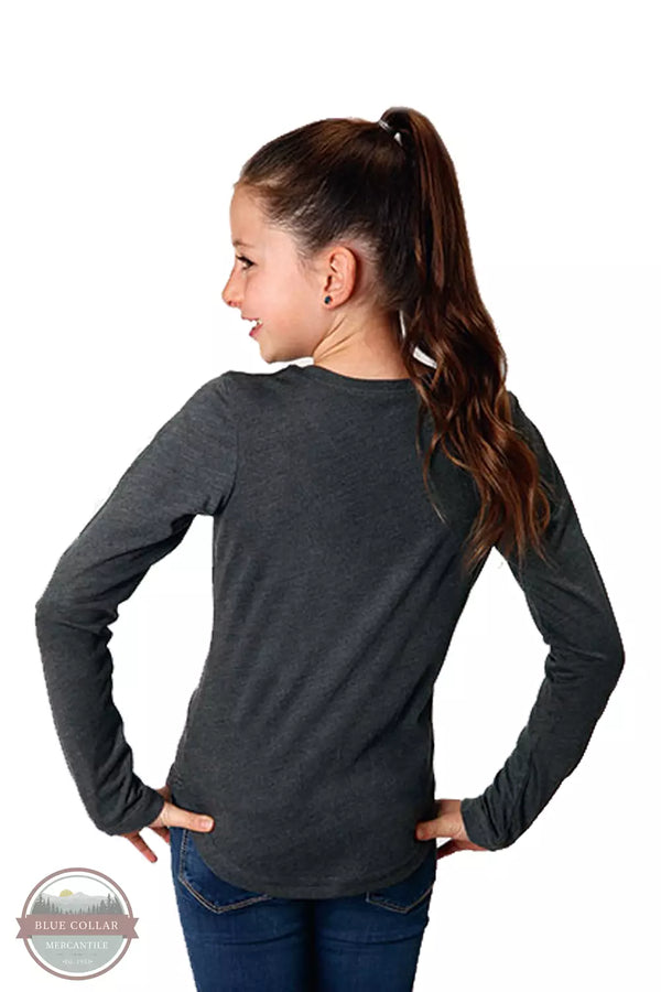 Roper 03-009-0513-6130 GY Long Sleeve Not A Hugger Cactus T-Shirt in Gray Back View