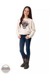 Roper 03-009-0513-6132 WH Long Sleeve Highland Cow T-Shirt in White Full View