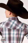 Roper 03-031-0278-2097 GY Gray Cloud Plaid Short Sleeve Western Snap Shirt Back View