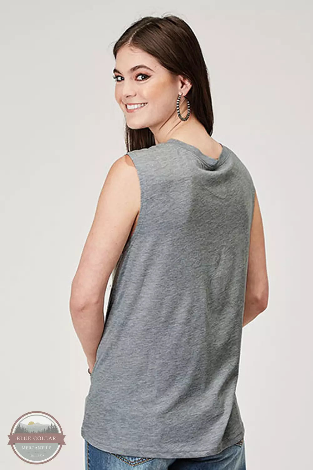 Roper 03-037-0513-2021 GY Jersey Knit Sleeveless T-Shirt in Grey Back View