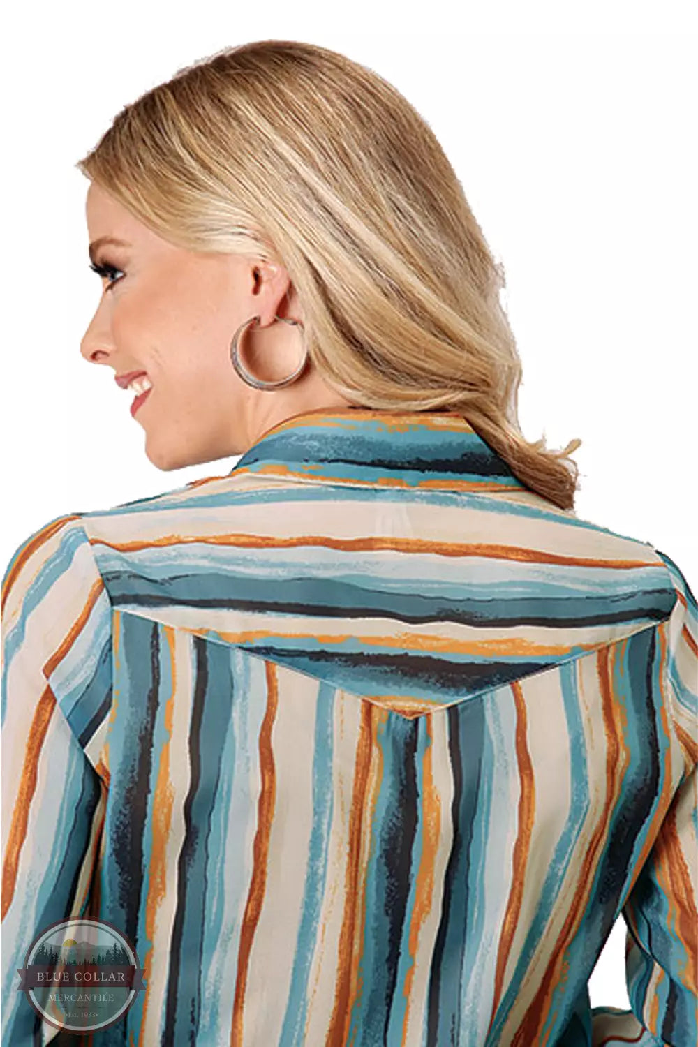 Roper 03-050-0590-1012 MU Watercolor Stripe Long Sleeve Shirt Back View