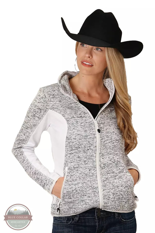 Roper 03-098-0794-6159 WH Sweater Knit Fleece Jacket in White Front View