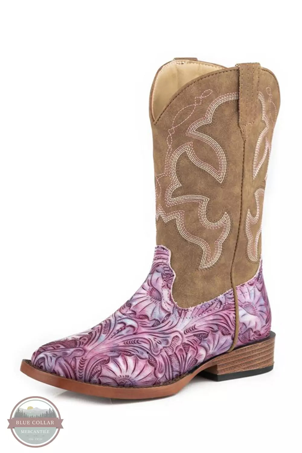 Roper 09-018-1901-3373 PI Raya Pink Floral Embossed Western Boot Profile View