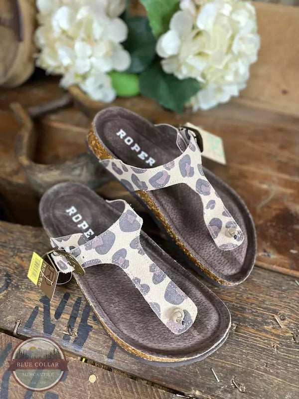 Roper 09-021-0607-3151 BR Helena Leopard Suede Thong Sandal Life Pair View