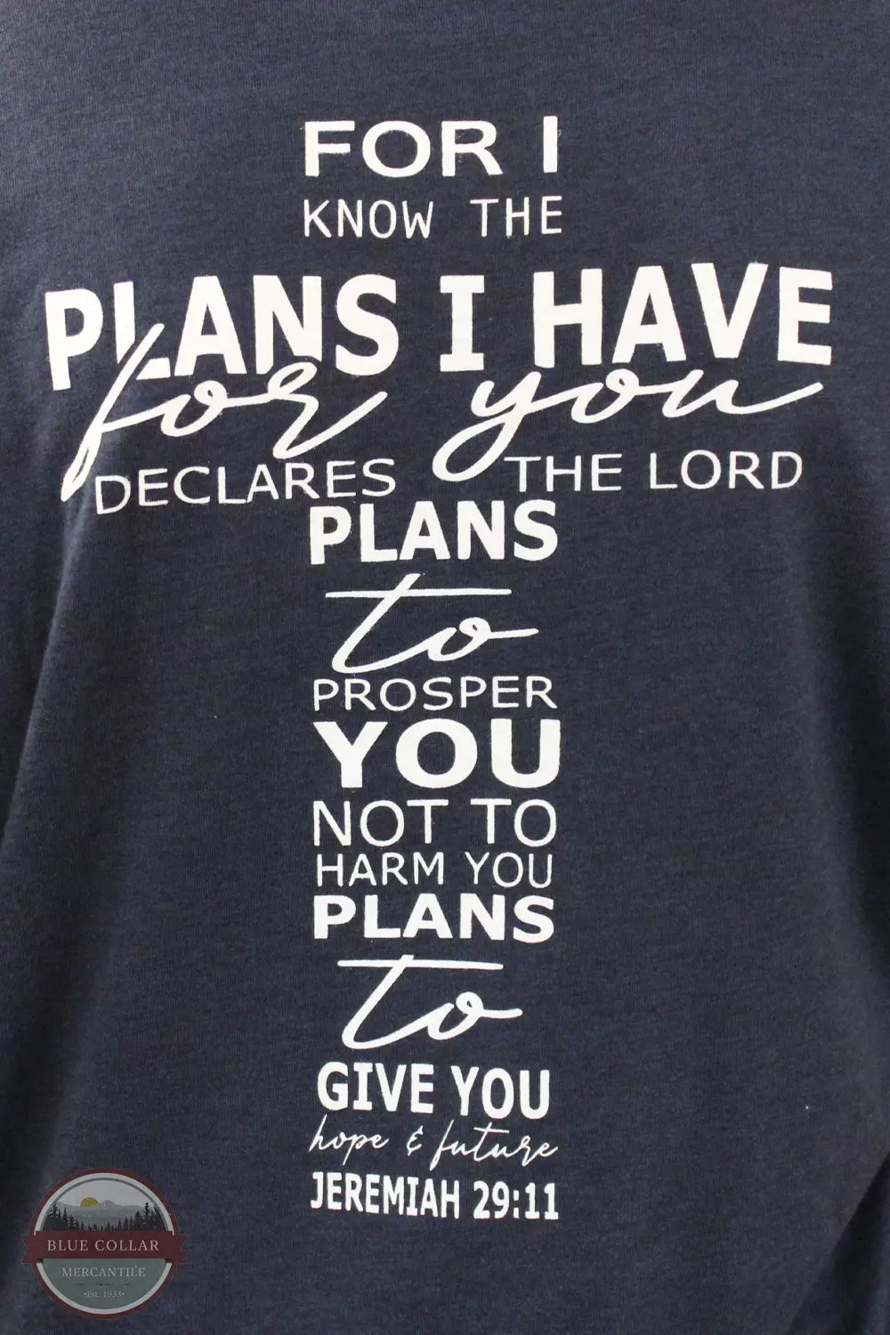Simple JEREMIAH 29:11 Know The Plans I Have For You T-Shirt in Navy Detail View