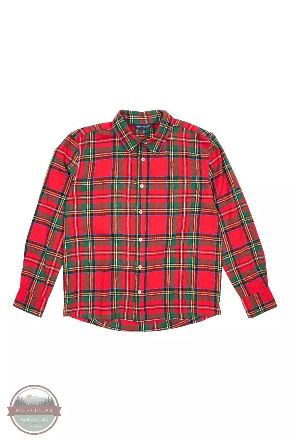 Simply Southern 0223-MN-HOL-FLANNEL Holiday Flannel Button Down Shirt Red Front View