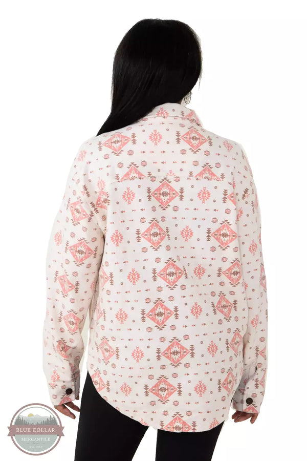 Simply Southern 0223-SIMPLY-SHKT-CRMAZ Shacket in a Cream & Pink Aztec Print Back View