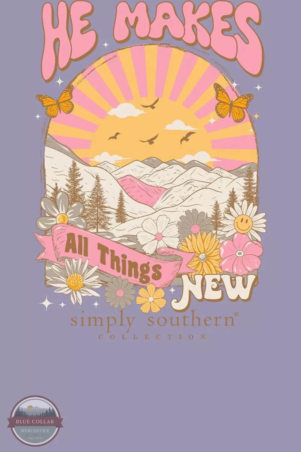Simply Southern LS-NEW-LILAC He Makes All Things New Long Sleeve T-Shirt in Lilac Graphic View