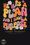 Simply Southern LS-PURPOSE-BLACK He Has a Plan Long Sleeve T-Shirt in Black Graphic View