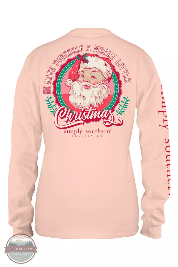 Simply Southern LS-RETROSANTA-CRÈME Merry Little Christmas Long Sleeve T-Shirt Back View