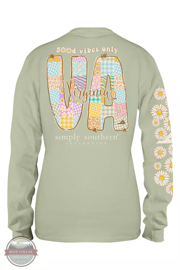Simply Southern LS-STATE-VA-SAGE Virginia Long Sleeve T-Shirt in Sage Back View