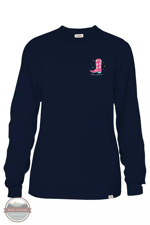 Simply Southern LS-WALK-NAVY Walk By Faith Long Sleeve T-Shirt in Navy Front View