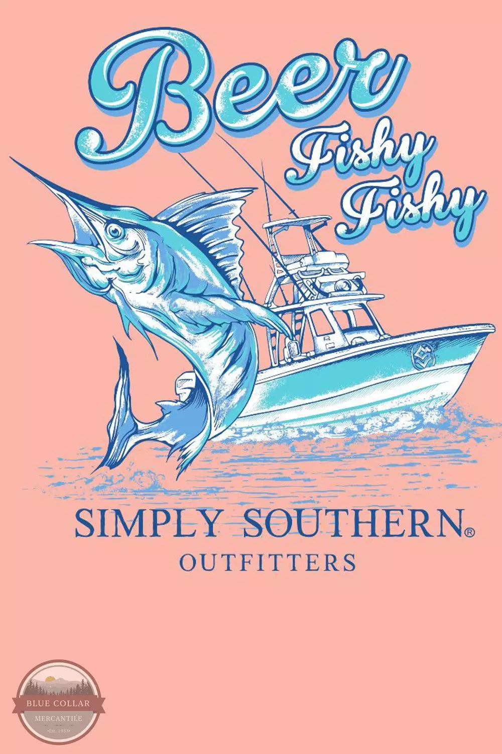 Simply Southern MN-SS-FISHY-COCKTAIL Beer Fishy Fishy T-Shirt Detail View