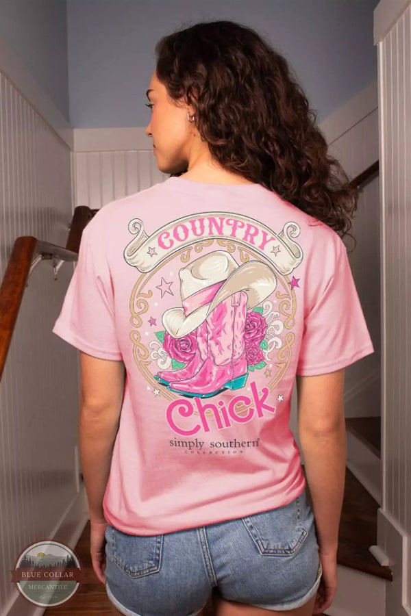 Simply Southern SS-COUNTRYCHICK-LOTUS Country Chick T-Shirt in Lotus Pink Life Back View