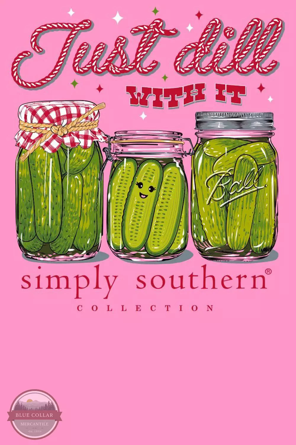 Simply Southern SS-DILL-FNCYCNDY Just Dill With It T-Shirt in Fancy Candy Pink Detail View
