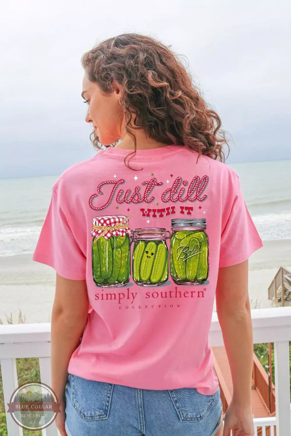 Simply Southern SS-DILL-FNCYCNDY Just Dill With It T-Shirt in Fancy Candy Pink Life Back View