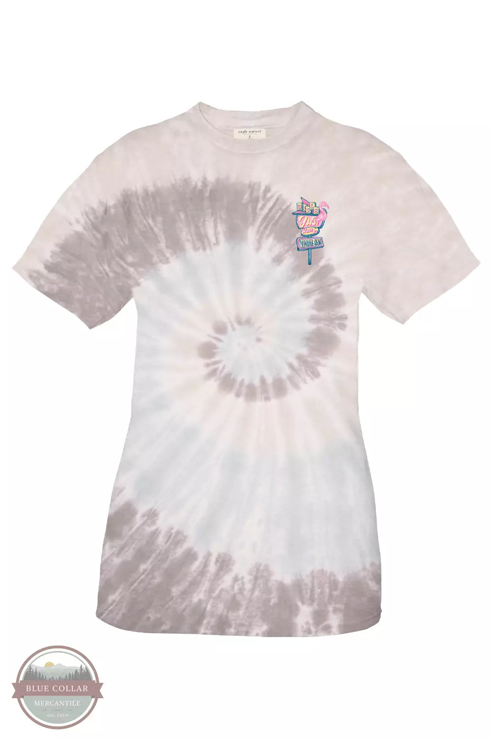 Simply Southern SS-FLAMINGO-MANTEO Girls Just Want to Have Sun T-Shirt in Manteo Tie Dye Front View