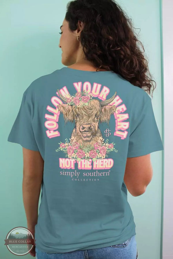 Simply Southern SS-HERD-COMET Follow Your Heart Not the Herd T-Shirt in Comet Blue Life Back View