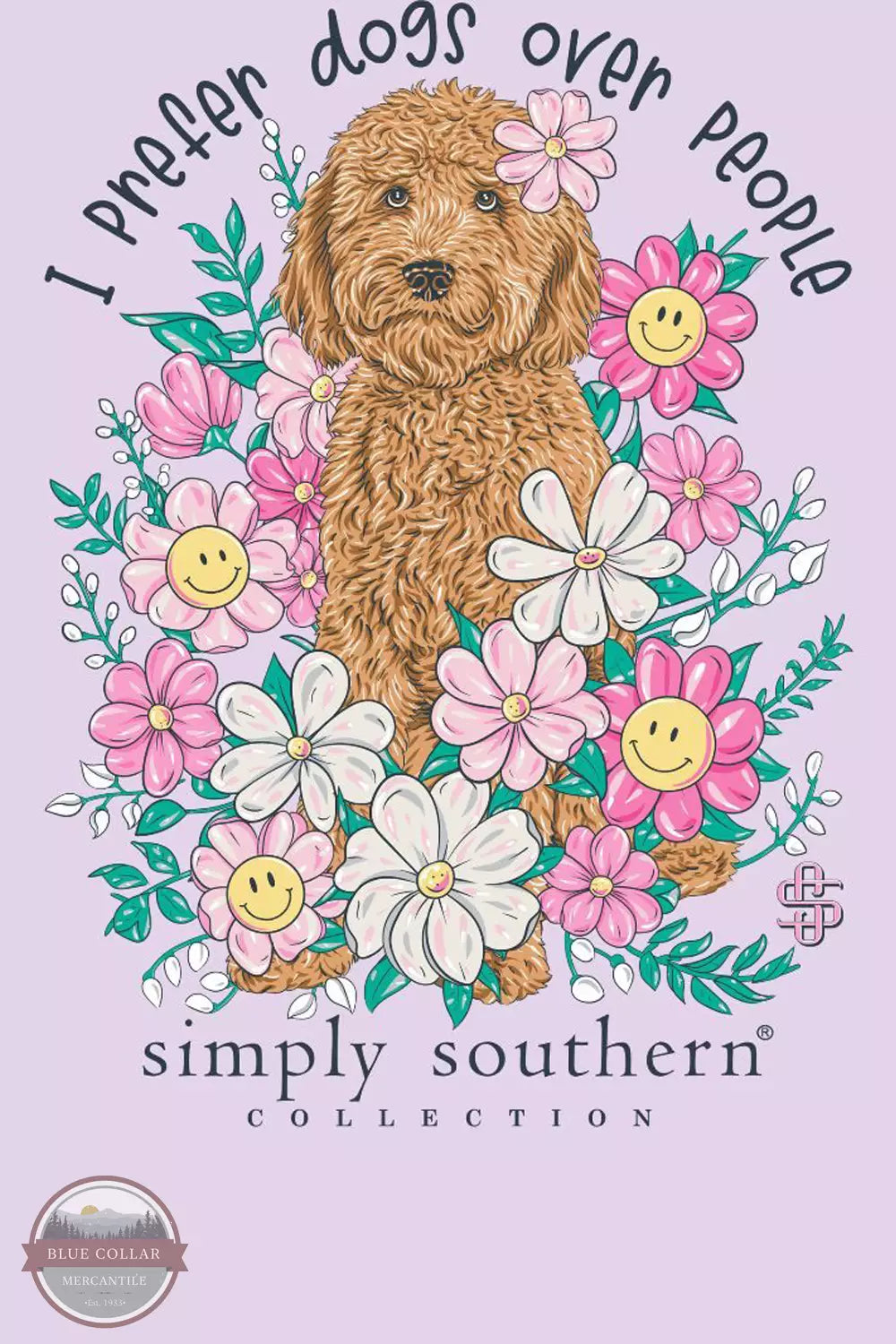 Simply Southern SS-PREFER-ASTER Prefer Dogs T-Shirt Detail View