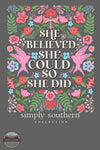 Simply Southern SS-SHE-GRAPHITEHTHR She Believed She Could T-Shirt in Graphite Heather Detail View