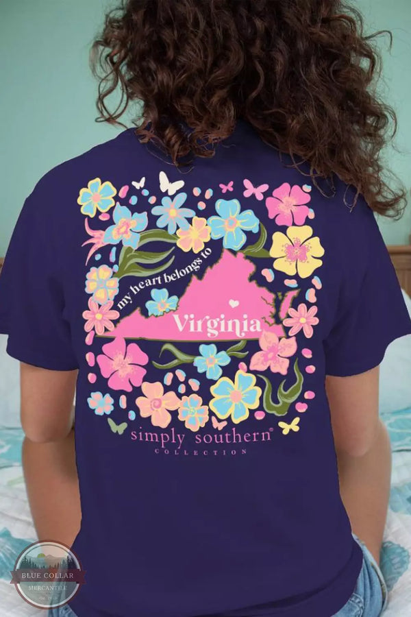 Simply Southern SS-STATE-VA-NAVY Virginia Floral T-Shirt in Navy Life Back View