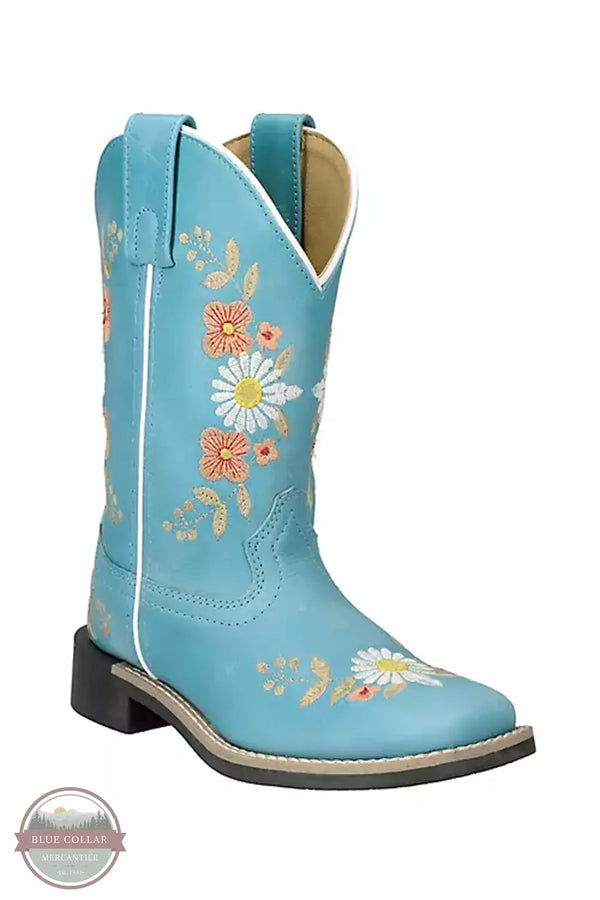 Smoky Mountain 3305C Child's Desert Flower Western Boot in Turquoise Profile View