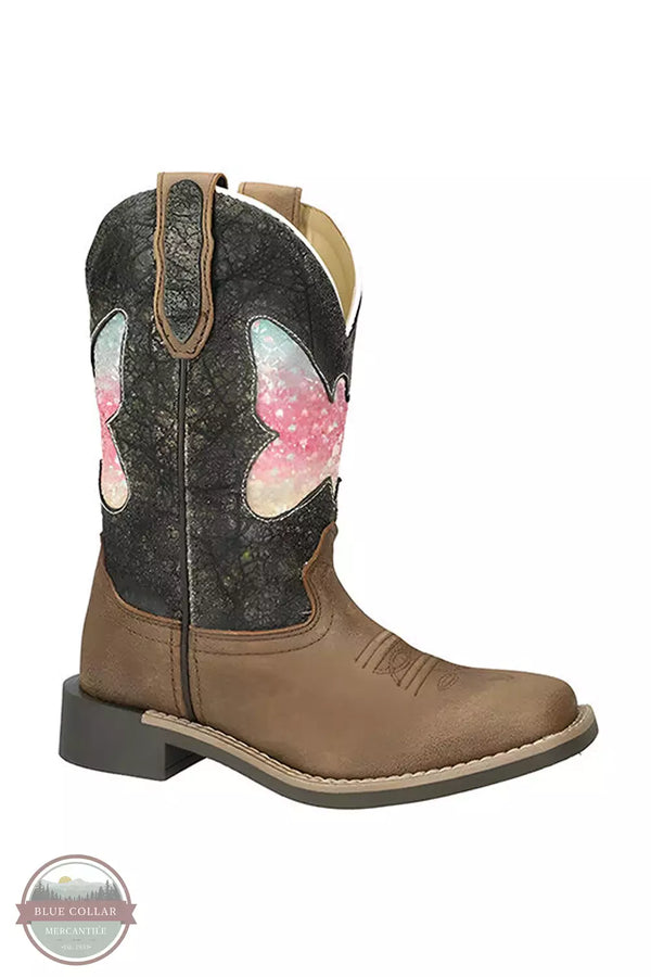 Smoky Mountain 3306C Chloe Butterfly Western Boot in Brown Distressed/Vintage Charcoal Profile View