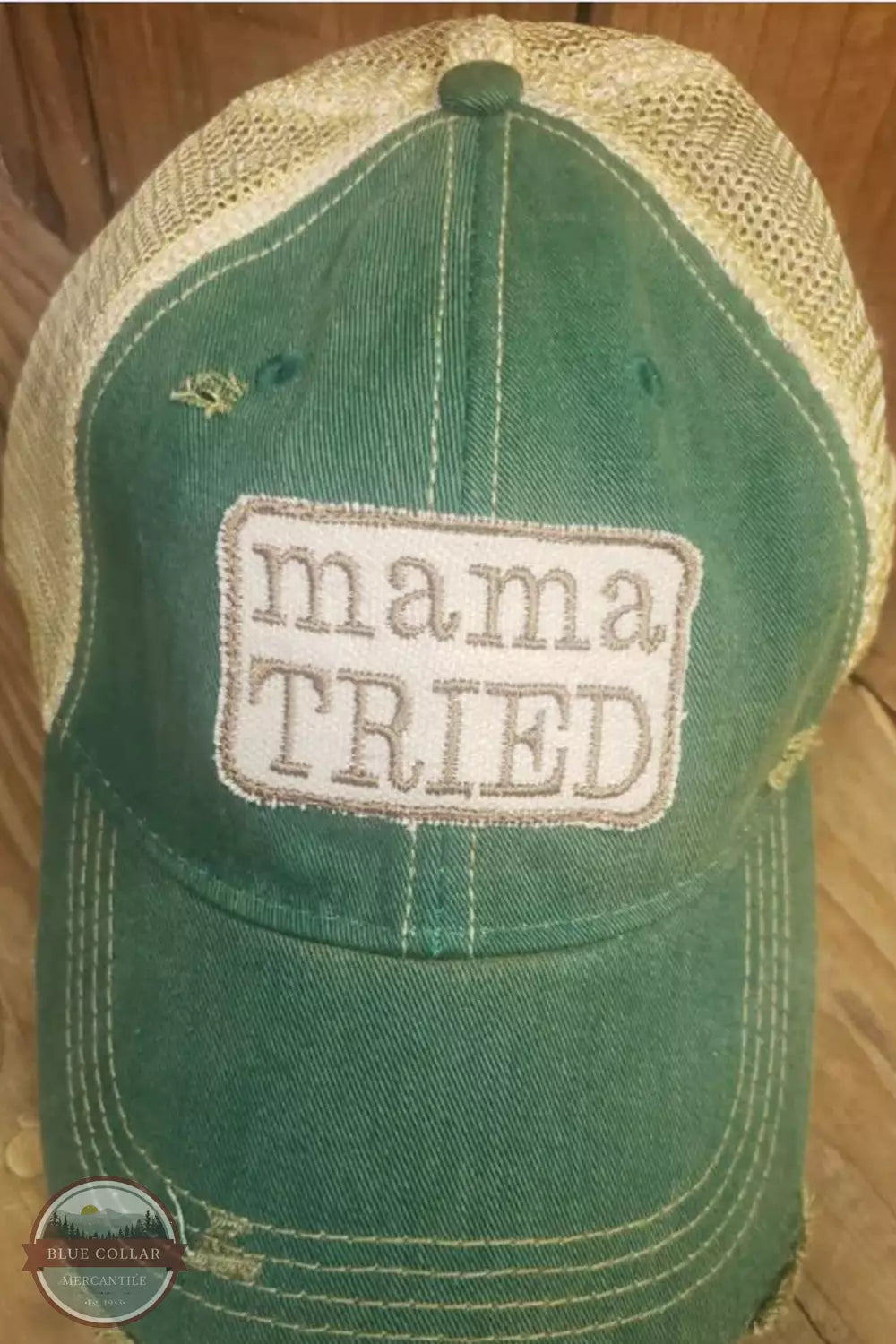 The Goat Stock Mama Tried Green Cap Front View