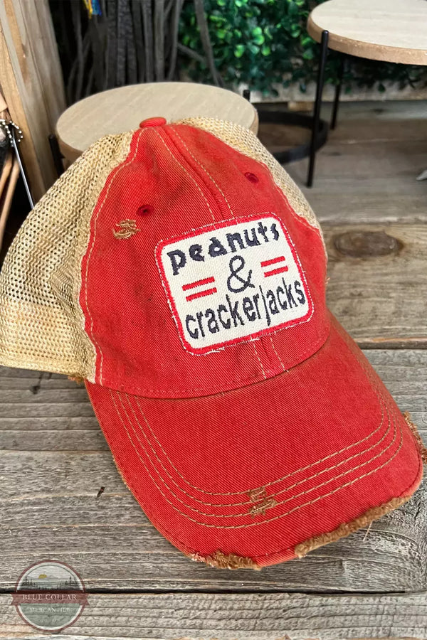 The Goat Stock Peanuts & Cracker Jacks Cap in Red Life View